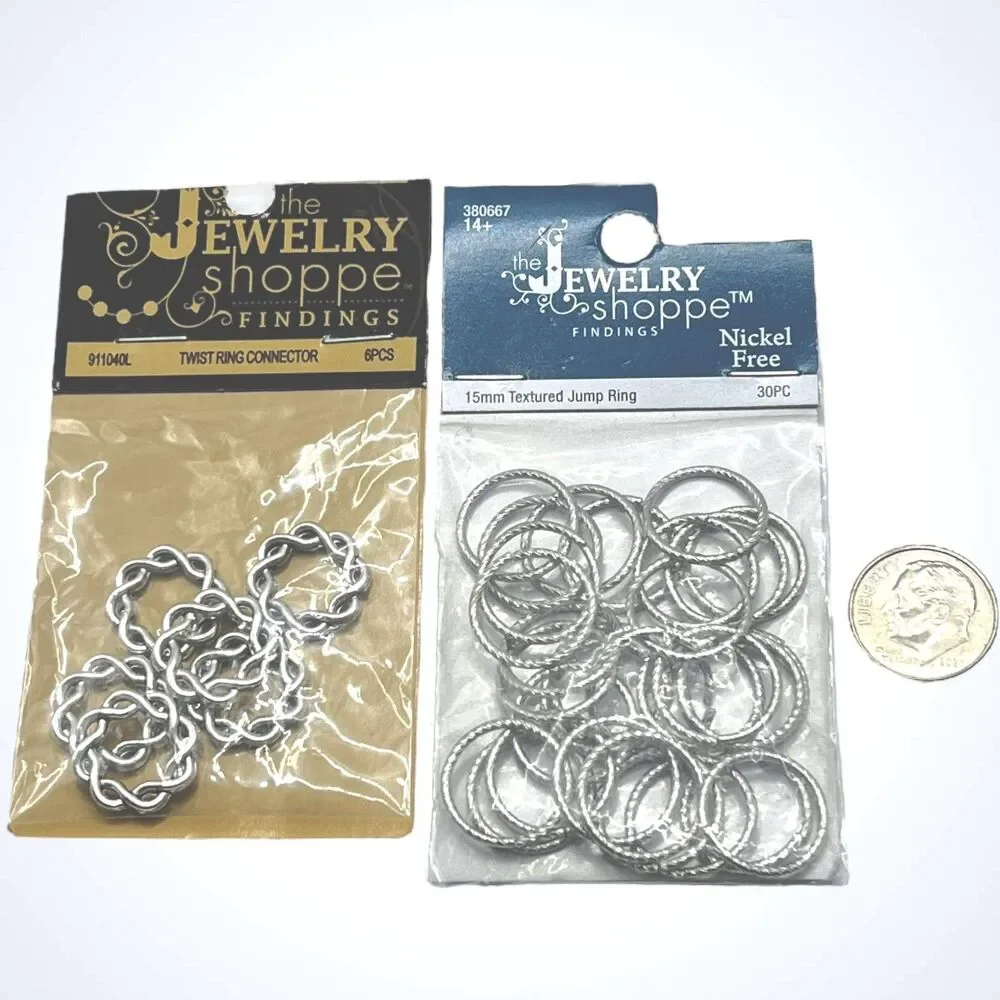 Lot Silver Tone Metal Beads Butterfly Flowers Oval Square Rings Jewelry Supplies